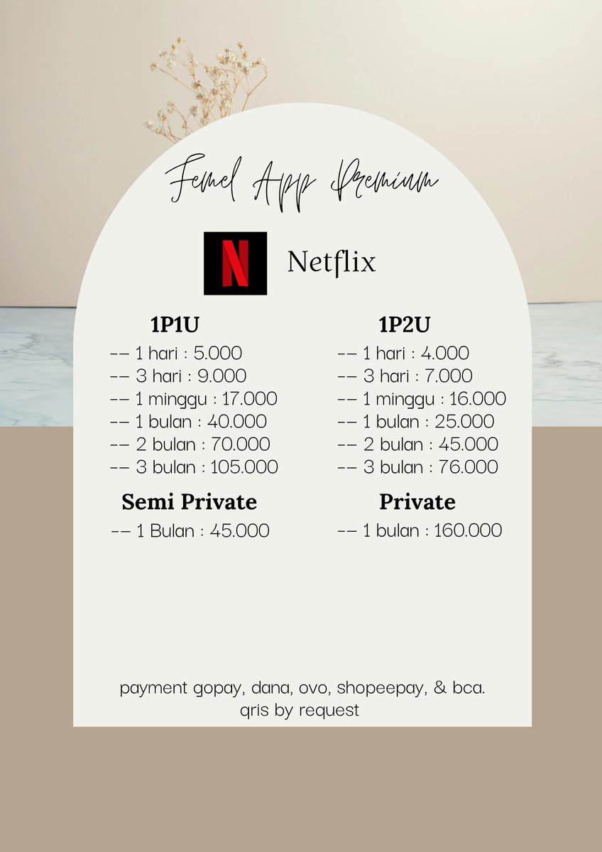 halo, aku open order app premium ya. ada netflix viu disney iqiyi wetv hbo go youtube vidio canva amazon prime. bisa payment pake gopay dana shopeepay bca seabank qris 🫶 wts jual need cari mau beli #zonauang #zonajajan #zonaba #zonacuan