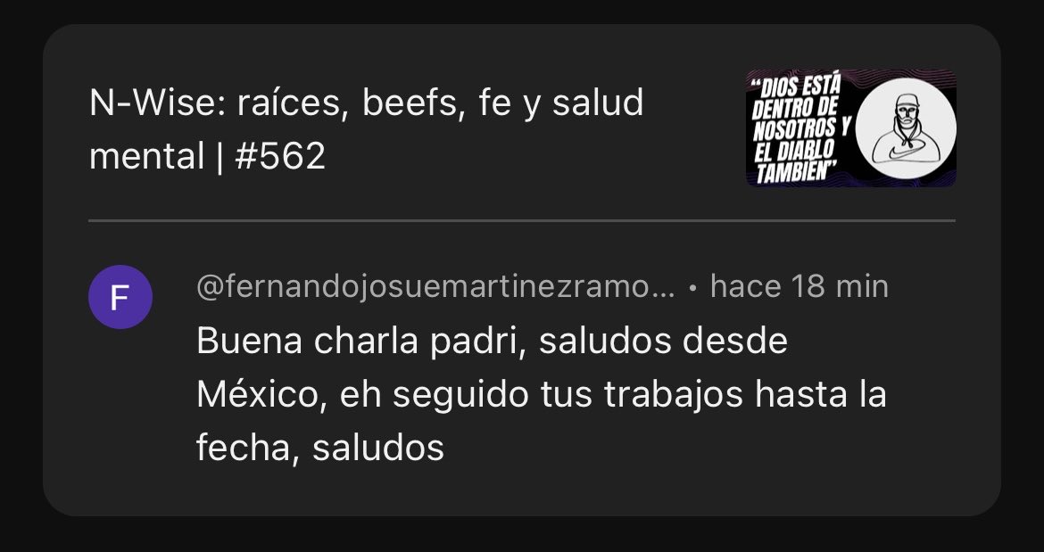 Un saludo a todos los seguidores del podcast desde México, que sé que son unos cuantos 🫡🇲🇽