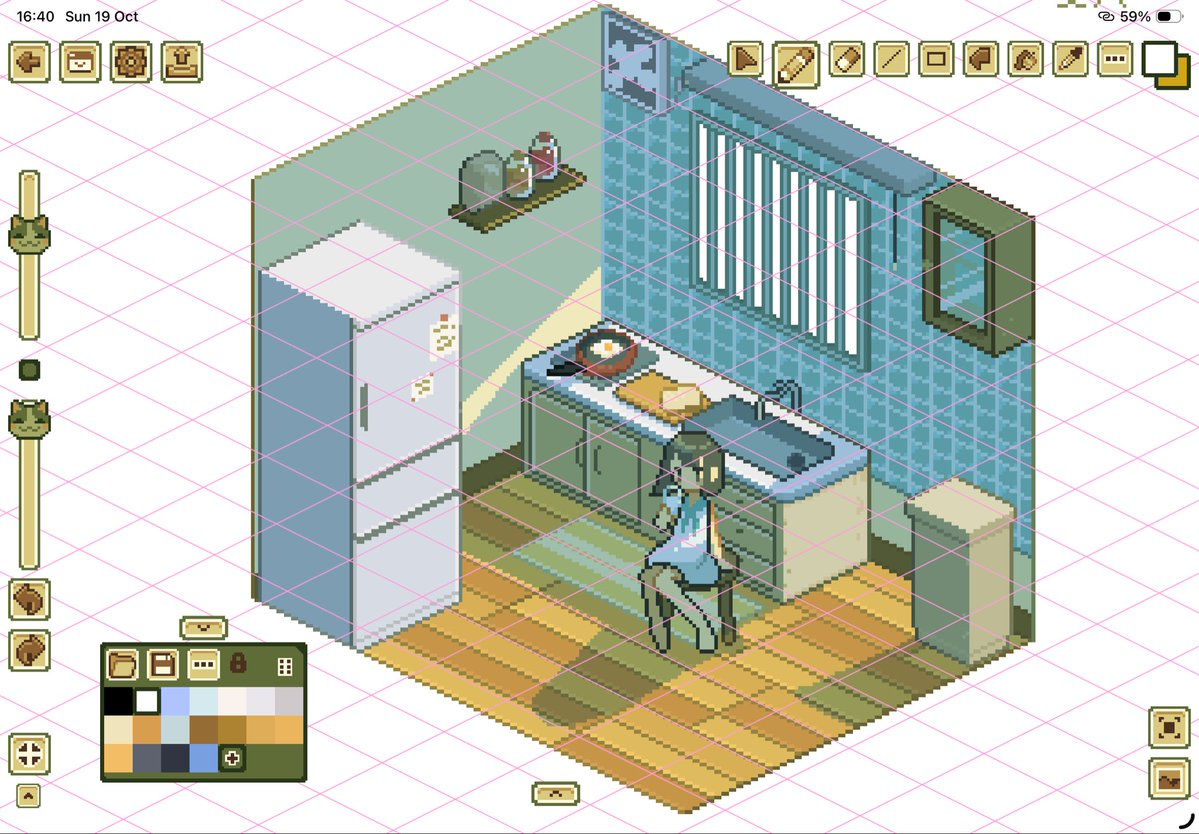 pixquare_app's tweet image. settings -> canvas -> guideline -> isometric 🧼🪴
#pixelart #pixquare
