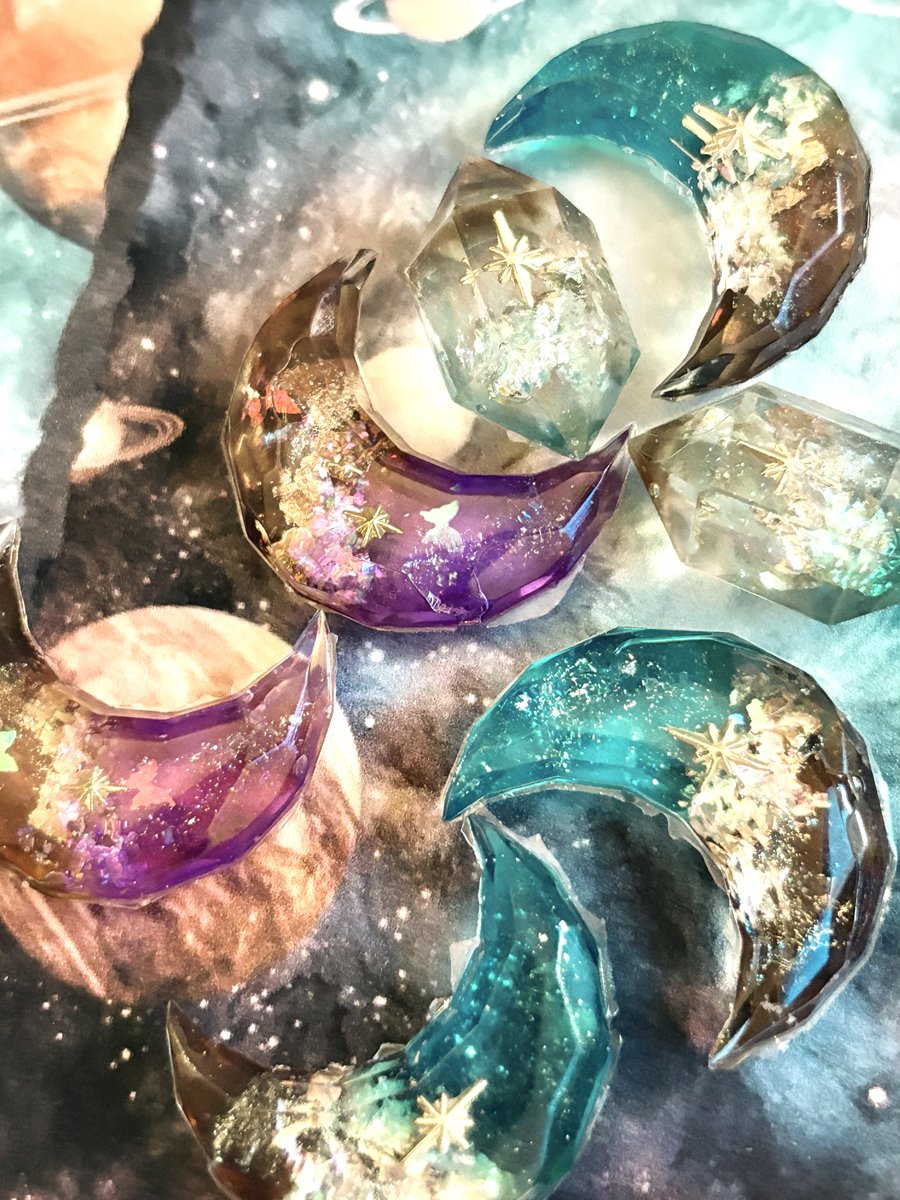 今日の収穫🌙💎✨
10/21宙フェス夜市に在庫追加予定です！
#レジン　#ハンドメイド