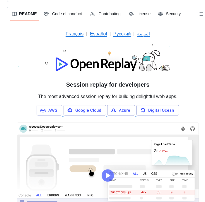 tom_doerr's tweet image. Session replay for web applications
