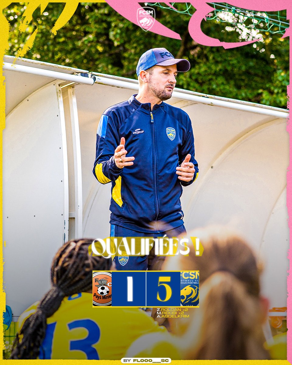 🏁 𝐕𝐢𝐢𝐢𝐜𝐭𝐨𝐢𝐫𝐞𝐞𝐞 𝐞𝐭 𝐪𝐮𝐚𝐥𝐢𝐟’ 𝐞𝐧 𝐂𝐨𝐮𝐩𝐞 𝐝𝐞 𝐅𝐫𝐚𝐧𝐜𝐞 !

🦁 FC Pays Minier 1 - FCSM 5
⚔️ Coupe de France Féminine

Buteuses :
⚽️⚽️ Zoé Roldan
⚽️⚽️ Mélissa Rekibi
⚽️ Aliya Abdelkrim

✍🏼 Réalisé pour la Section Féminine du FCSM

#FCSM #SeniorsR2F