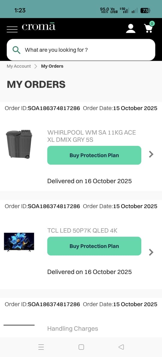 NiteshHada5's tweet image. @cromaretail pathetic service! 😡
Ordered Washing Machine &amp;amp; TCL TV from Croma Vijay Nagar Indore (Order ID: SOA186374817286), paid cash, got “delivered” msg on 16 Oct 2025 but received NOTHING! Staff rude &amp;amp; careless. You ruined my Diwali!
#Croma #Indore #CustomerFail
