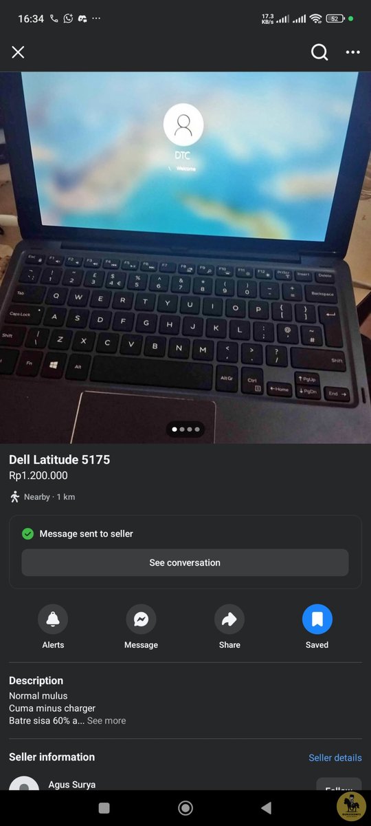 unsoedmfs's tweet photo. jends kalo nemu laptop dell latitude 5175 di marketplace/anywhere, dengan username DTC, plis reachout ak dl, soalny laptop pacarku dimaling https://t.co/kdnJAXyFxv