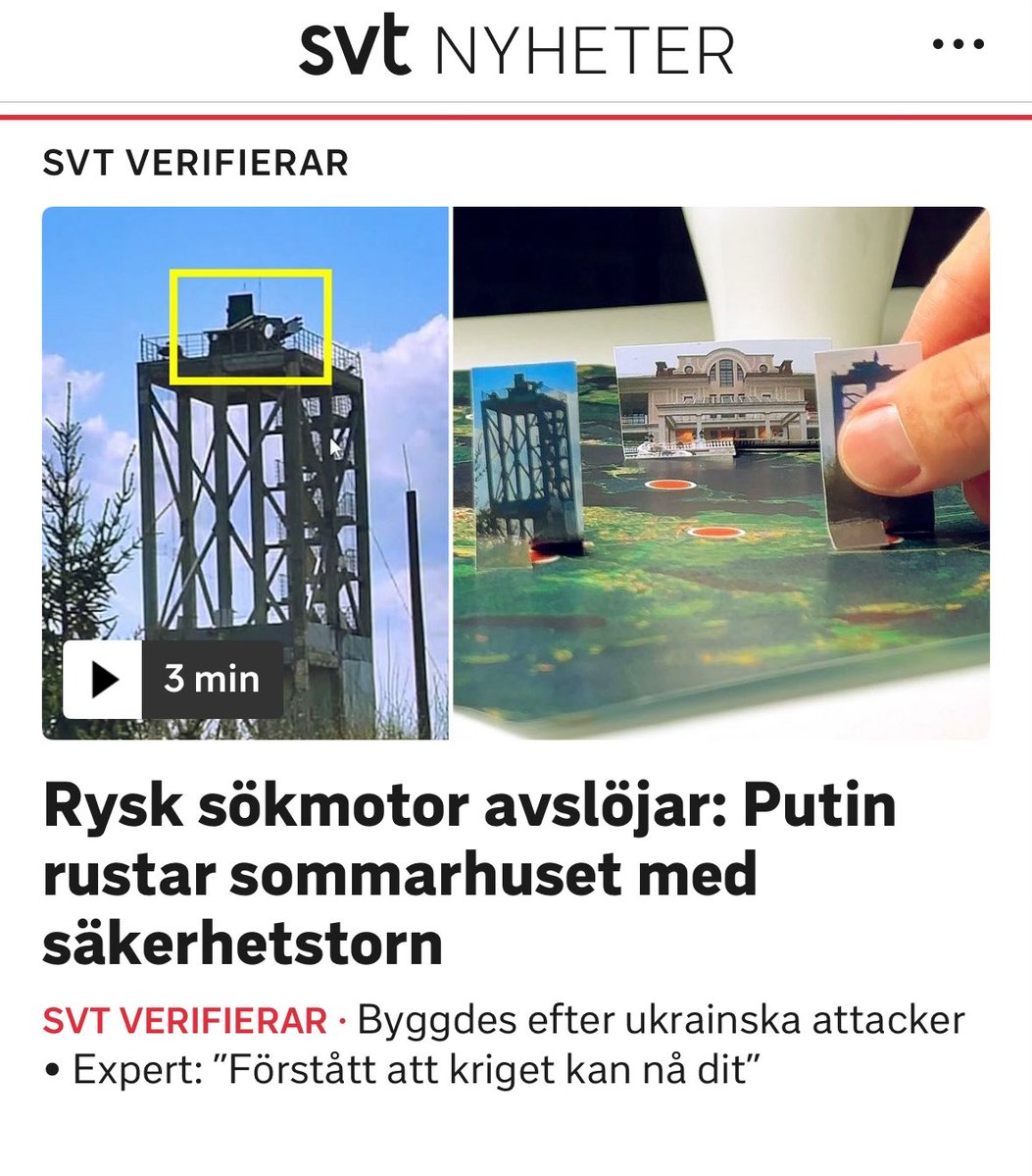 simon_krona's tweet image. Putin is erecting towers around his summer residence.
”They are obviously afraid of drone strikes” says Lieutenant Colonel Johan Huovinen.
Huge thanks to @kromark and the osint community for mapping the sites.