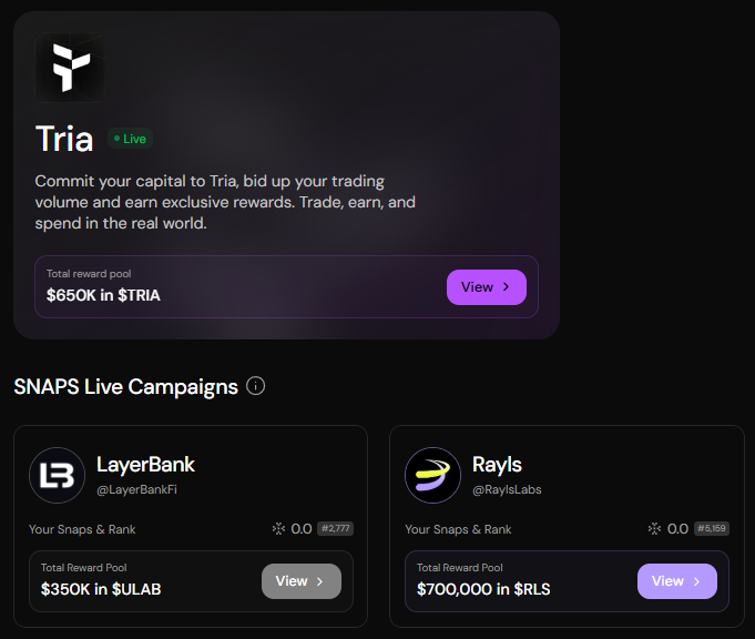 🌌 Welcome to the DeFi Multiverse — where every click earns, and every move matters. 💫

🔥 <a href="/useTria/">Tria</a>  is not just trading — it’s a power play.
Fuel your capital, climb the charts, and turn your trading volume into real-world perks.
💰 $650K in $TRIA awaits those who dare to go