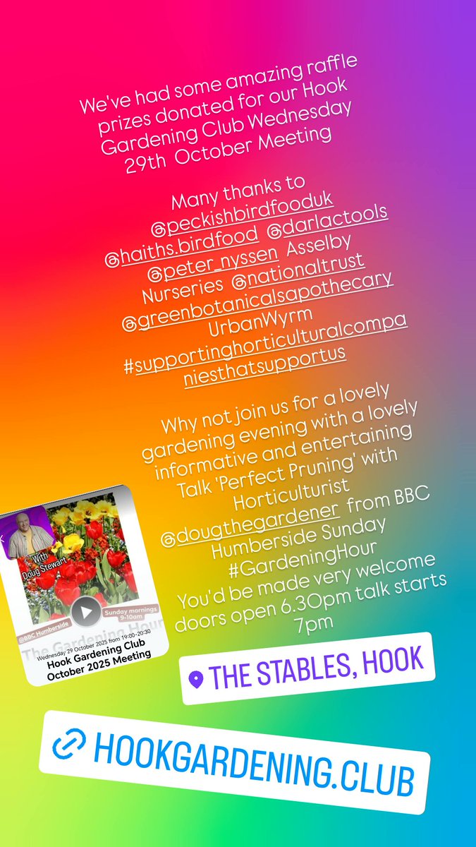 Why not join us for a lovely gardening evening with a informative &amp; entertaining Talk 'Perfect Pruning' with Horticulturist Doug Stewart from <a href="/RadioHumberside/">BBC Humberside</a> Sunday #GardeningHour
You'd be made very welcome doors open 6.30pm talk starts 7pm
<a href="/Fionamills1/">Fiona Mills</a> hookgardening.club