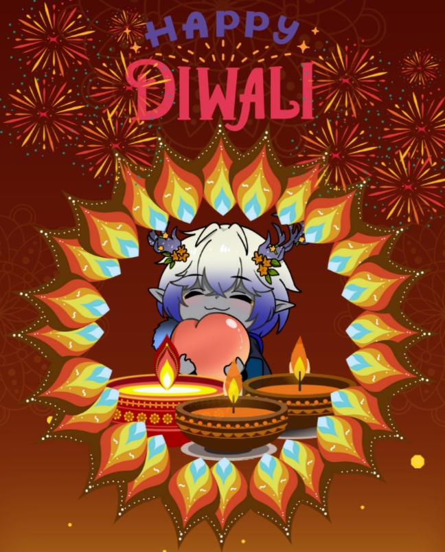 Happy Diwali to everyone celebrating it 🕯 Remember to hydrate after the Barfis and may you be always crispy like a Murukku 🥨 Most of all may your diyas chase all your scuff away love ya lotsss 💙 Here's a very last minute Diwali card I just happened to make

Emote <a href="/zikryzero/">ZeroSketchbook 🇵🇸 | COMMS OPEN</a>