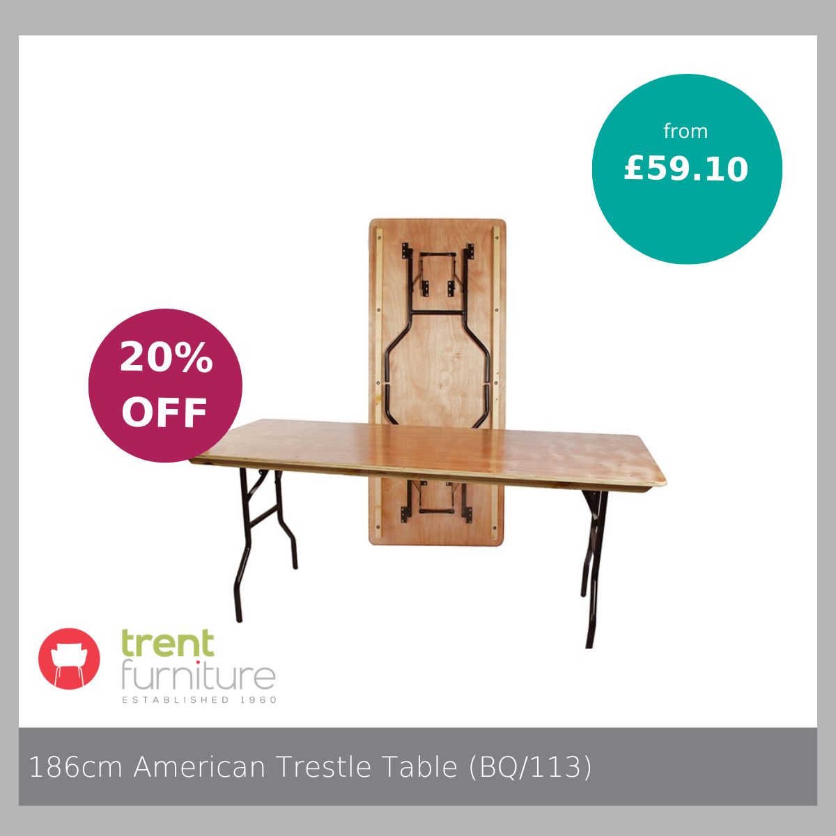 TrentFurniture's tweet image. The American Trestle Table has 10% off the 92cm and 120cm diameter versions, with 20% off the 186cm size. Its steel legs are bolted to its top for stability, and it’s so easy to fold away. Discover more bit.ly/4q1rghK

#RestaurantTable #FoldingTable