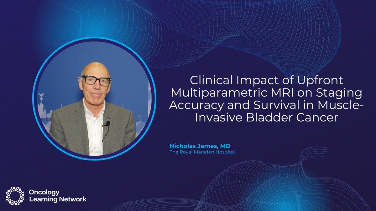 OncLearnNetwork's tweet photo. At #ESMO25, Nicholas James, MD, PhD, discusses results from the #BladderPath trial comparing TURBT-based staging with an MRI-guided pathway for suspected muscle-invasive bladder cancer. Learn more: https://t.co/lojc3mdzuR
#medtwitter #onctwitter https://t.co/M2wJ3sPfVX