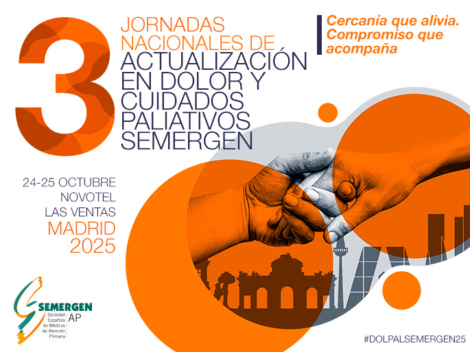 Queremos facilitar tu actualización en #DolorCrónico y #CuidadosPaliativos desde AP.

Por ello, hemos preparado un programa muy completo y atractivo para nuestras Jornadas  #DOLPALSEMERGEN25.
¡Aún estás a tiempo de inscribirte!

Echa un vistazo al itinerario en #DolorCrónico: