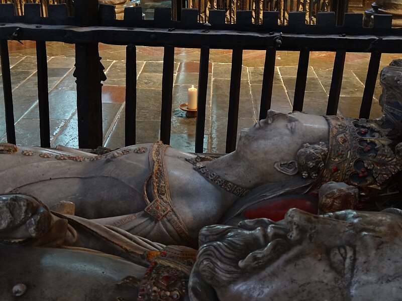 Tomb of Joan of Navarre, queen of Henry IV, lying next to her husband at Canterbury Cathedral