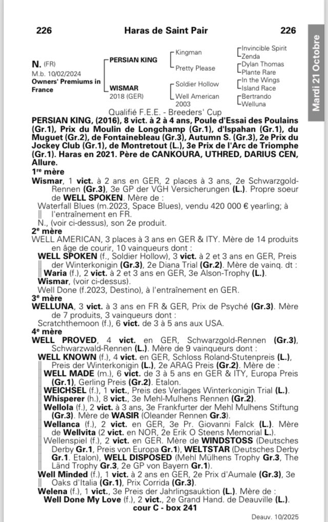 saint_pair's tweet image. 🍁ARQANAOct Sale🟠⚪️
An athletic colt by one of French leader 2nd Crop in 🇫🇷 #PERSIANKING.@Haras_d_Etreham 
Lot 2️⃣2️⃣6️⃣, Dam WISMAR Winner at 2 and  Gr3p
Brother sold 420 000€ last year.
📍See you Yard C 
📸 @zuzanna_lupa
