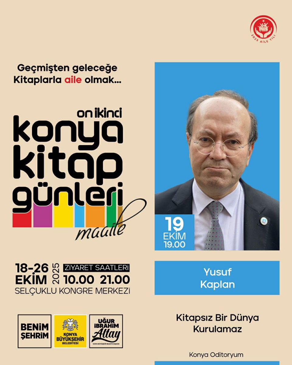yenisafakwriter's tweet photo. Bugün Konya Kitap Fuarı’ndayım inşallah.

Konya’da 4 programınız var:

1-16.00: İbrahim Hakkı Konyalı Camii’nde gençlerle Hasbihâl

2-18.00: Kitap Fuarı’nda Malazgirt Salonu’nda MTO Konya Talebe Buluşması

3-19.00: Kitap Fuarı Söyleşisi (Selçuklu Kongre Merkezi)

4-İmza 

Konyalı kardeşlerimi beklerim…

#KonyaKitapGünleri @u_ibrahim_altay @Konyabuyuksehir