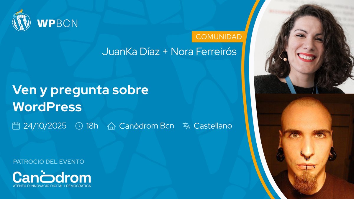 jdevelopia's tweet image. ¿Tienes dudas sobre WordPress? ¡Esta Meetup es para ti! En “Ven y pregunta sobre WordPress” nos juntamos en WordPress Barcelona para resolver preguntas entre todos: desarrollo web, diseño, SEO, marketing, ventas, plugins… ¡lo que sea! - meetup.com/wordpressbcn/e…