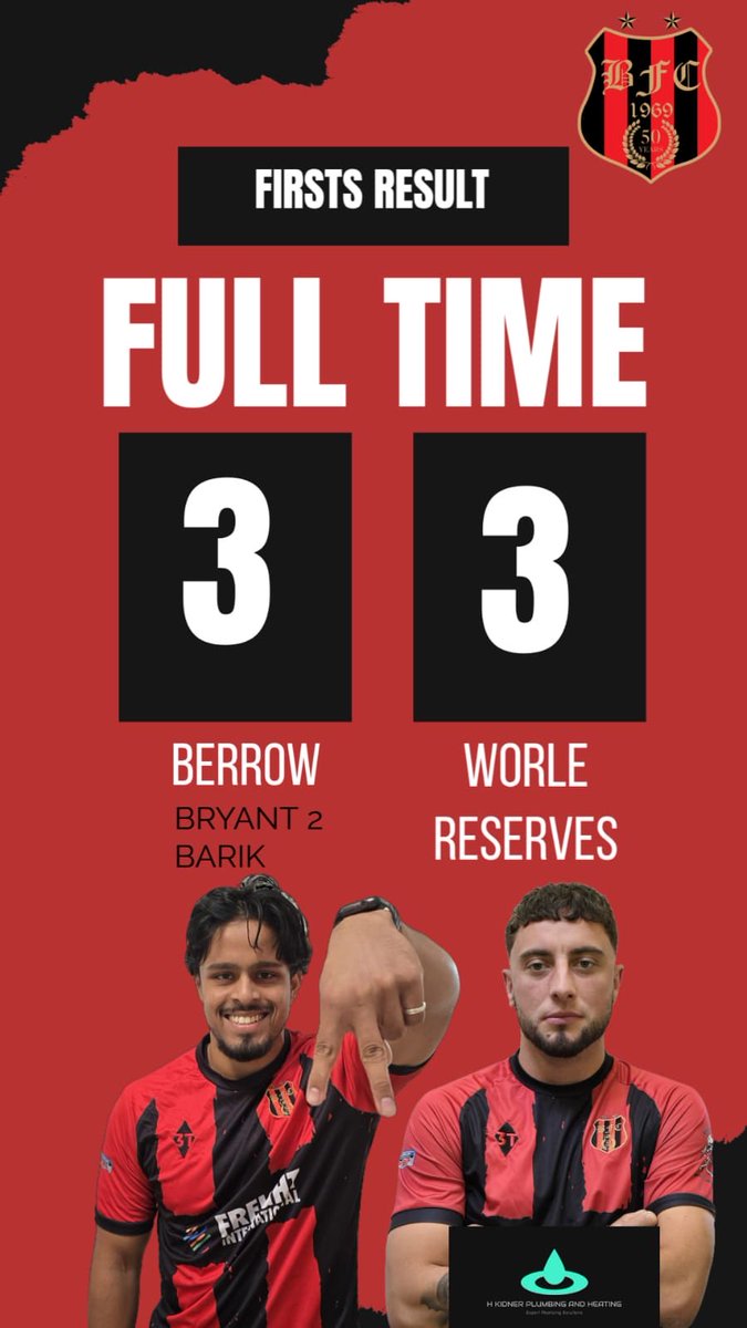 Results 🔴⚫️

The First Team made it 7 games unbeaten after a 3-3 draw with Worle Reserves. The lads showing good character to come back from 3-1 down. Disappointed to not take all 3 points in the end but the unbeaten run continues 💪 

#UTB 🔴⚫️🔴⚫️