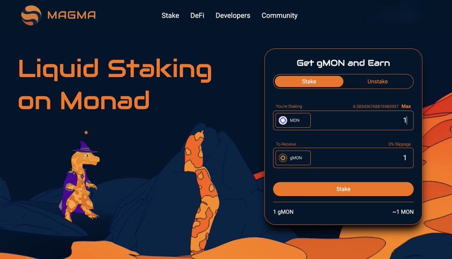 Missed the Monad airdrop? No worries. Just don’t miss the ecosystem

Magma is one of my best bets ..stake MON, earn up to 25% APY, stay liquid with gMON, and maybe catch that next wave early.

How to join:
• Visit magmastaking.xyz
• Connect wallet
• Stake MON to get