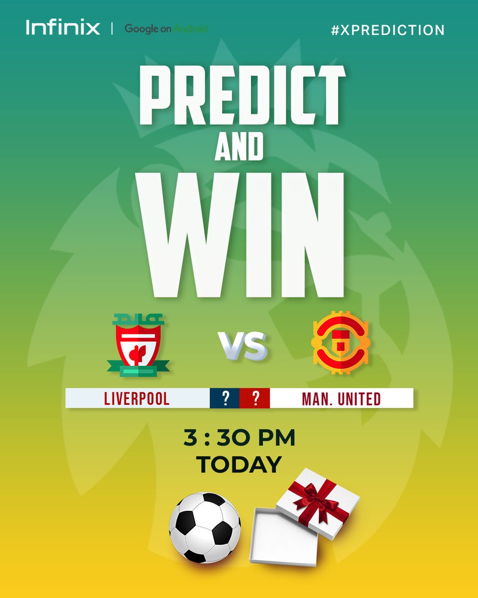 ⚽️ Liverpool vs Man United at 3:30PM today.

Predict the correct scoreline to win a gift 🎁

Follow our page and use the hashtag #XPrediction

🚨 The first three(3) predictors. T's &amp; C's apply #LIVMUN #EPL