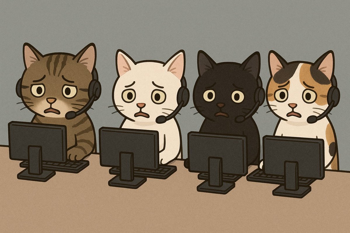 AIピクターズ今日のお題「通話ヘッドセット」
クレーム対応中
コールセンター勤務は辛いにゃ😭
#Aipictors #AIイラスト︎ #AIart #ねこ #猫