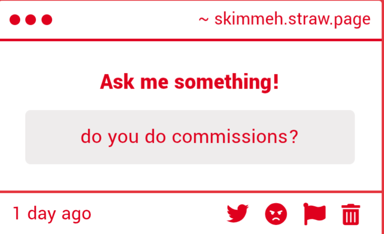 A bit of a coincidence cos I'm very much planning to open commissions soon, I just need to make a new sheet 

Incredibly nervous 👍 I have weird feelings on doing commissions
