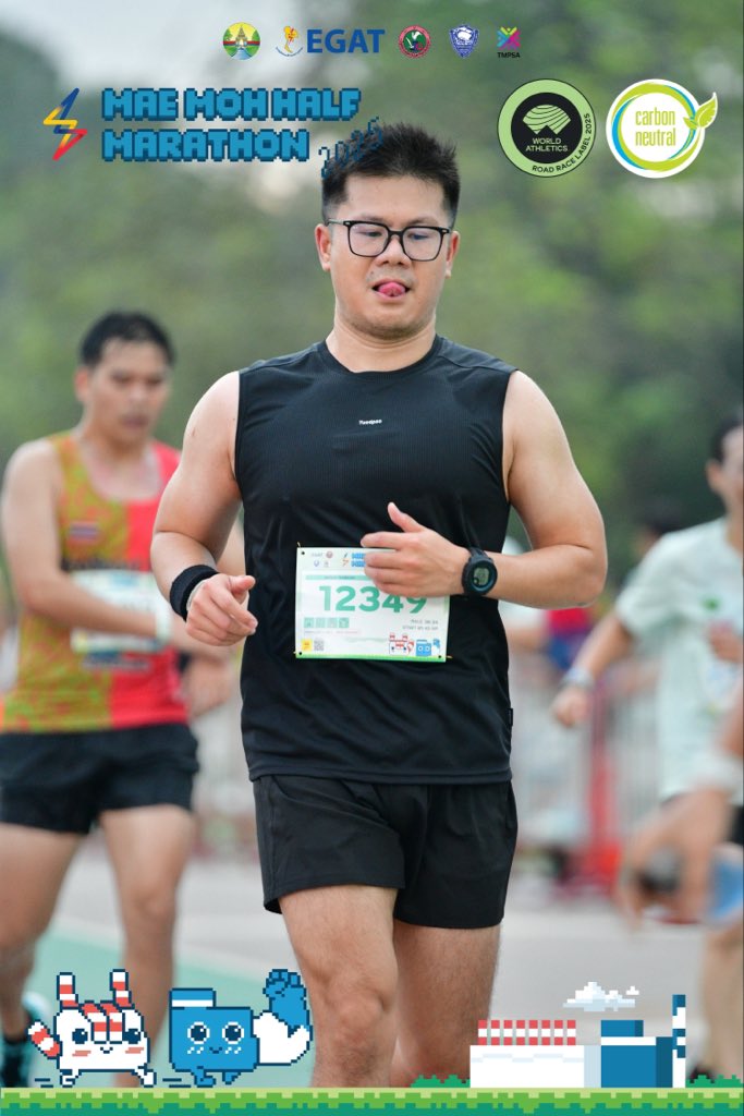 New PB 10 กิโลเมตร
52.36
Pace 5.16 😀
Mae Moh Half Marathon 2025