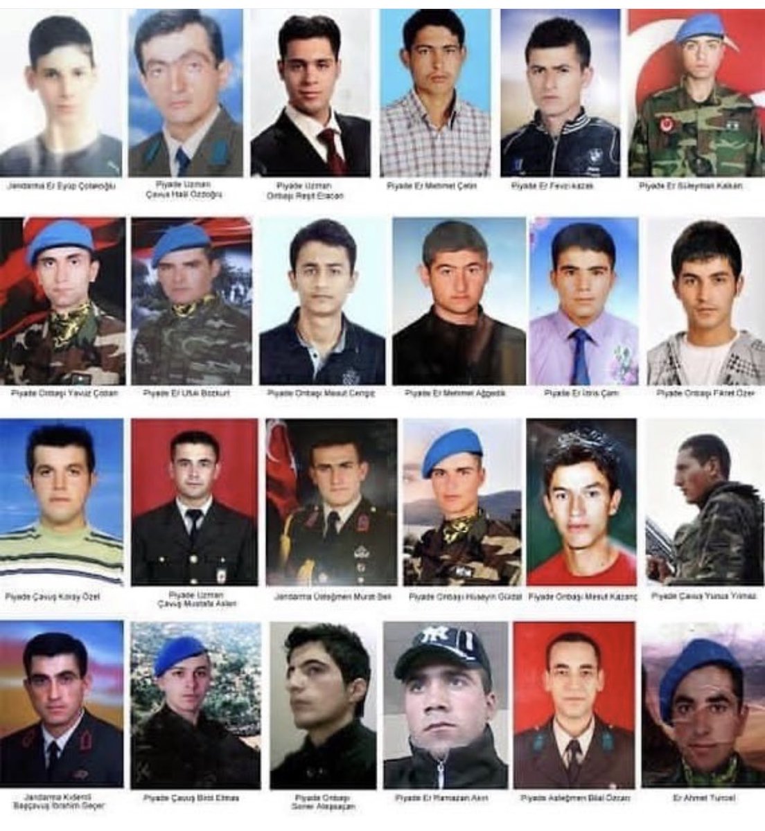 19 Ekim 2011 Hakkari Çukurca katliamı…
Hain terör örgütü PKKnın katlettiği 
24 kahraman askerimiz,

#Unutma