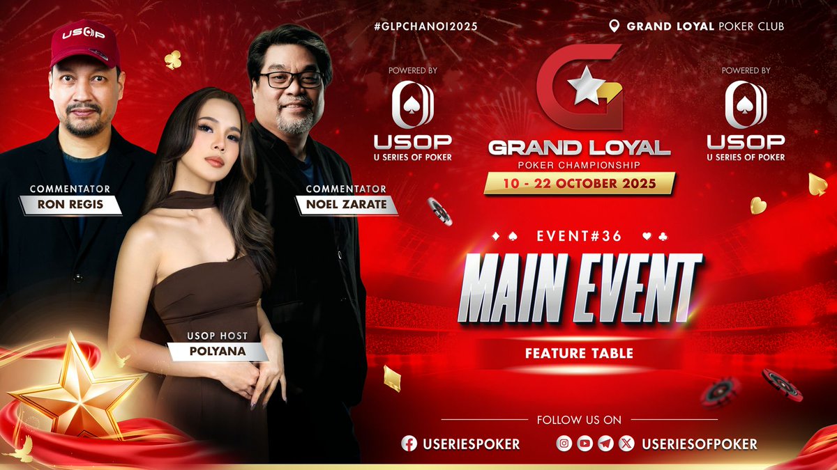 🎥 LIVE STREAMING NOW: MAIN EVENT FEATURE TABLE! 🏆

Join us live as the top contenders battle it out at the Main Event Feature Table at the Grand Loyal Championship powered by USOP🏆🔥

▶️Watch it here live: facebook.com//1213285987491…
