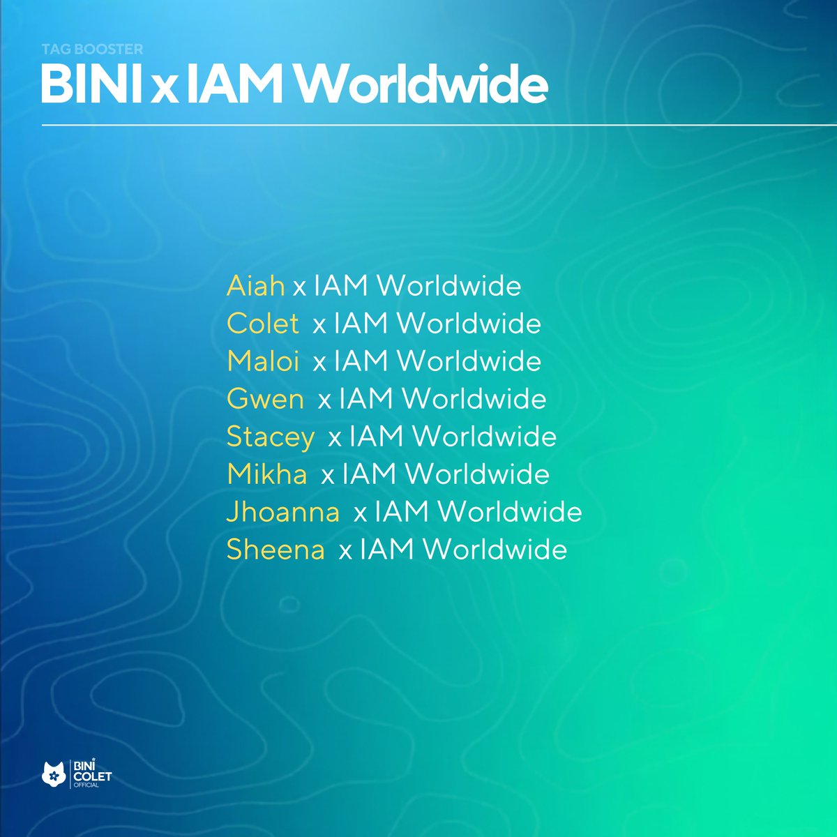 [Tag Booster]

reply the following with the tags!

BINI DOMIN8 IAMWORLDWIDE
BINI RAMPADORA EXPLORER

#BINIxIAMWorldwide 
#BINIWorldTourStoriesEp4
#BINI