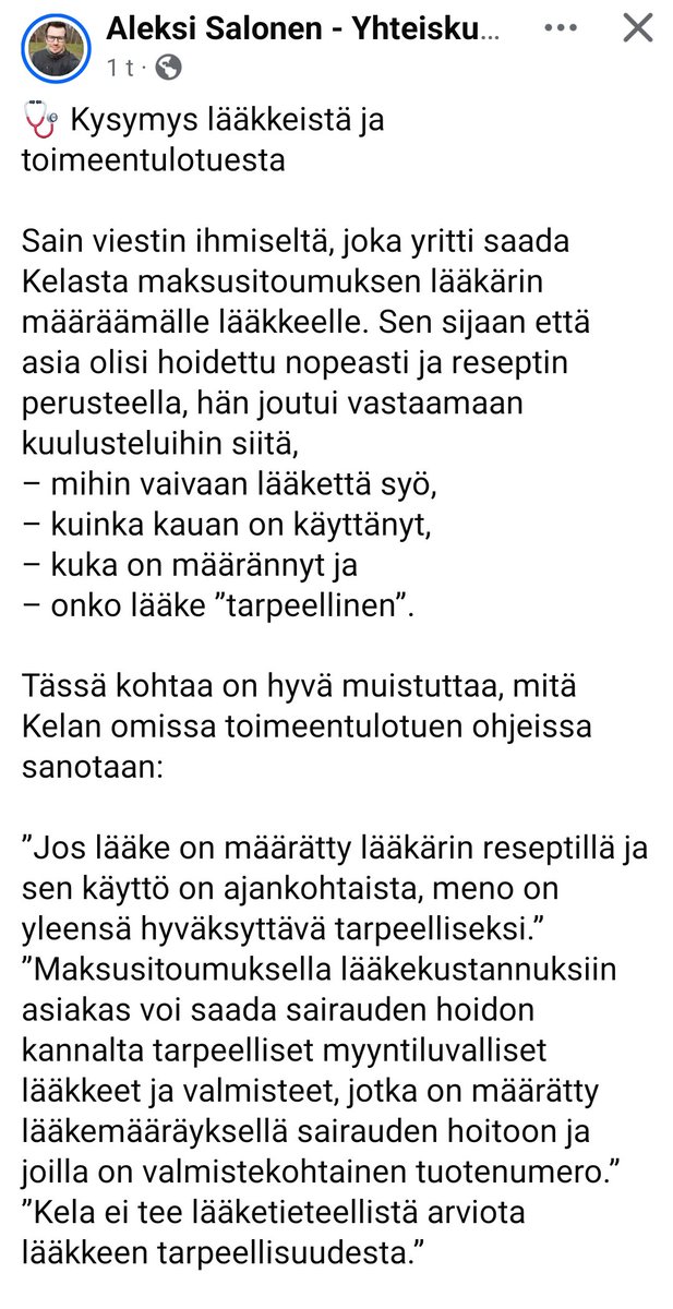 Tämä tulee menemään TOSI RUMAKSI

Jos jo nyt on näin, ennen tulevia lakimuutoksia, joissa Kelalle annetaan oikeus päättää lääkärin yli mitä hoitoa, tutkimuksia ja lääkitystä ihminen tarvitsee

Mitä helvettiä Kelalle kuuluu, kuka lääkkeen on määrännyt tai kuinka kauan käyttänyt ym