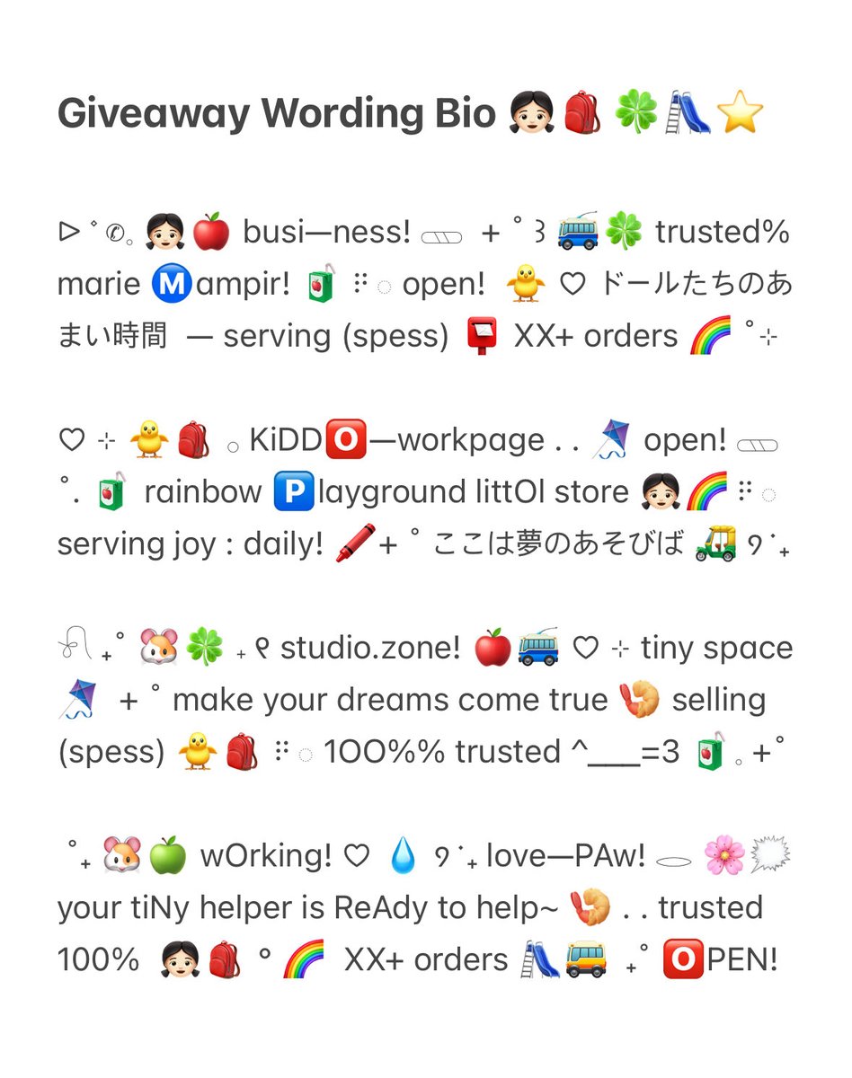 kyeomieyo's tweet image. help repost please? thanks! 💗 ♡ㅤ

👧🏻🎀 it’s @womnyespa ^___^ 👚🛒 ada 8 wording bio giveaway yang bisa kalian claim secara FREE! 🌸💭 ୧⊹

౨ৎ. ◌ 🧷 rules ::
—— repost tweet ini
—— reply wish untuk kak @womnyespa di reply + no bio yang kalian mau (CEK ALT)

#zonauang