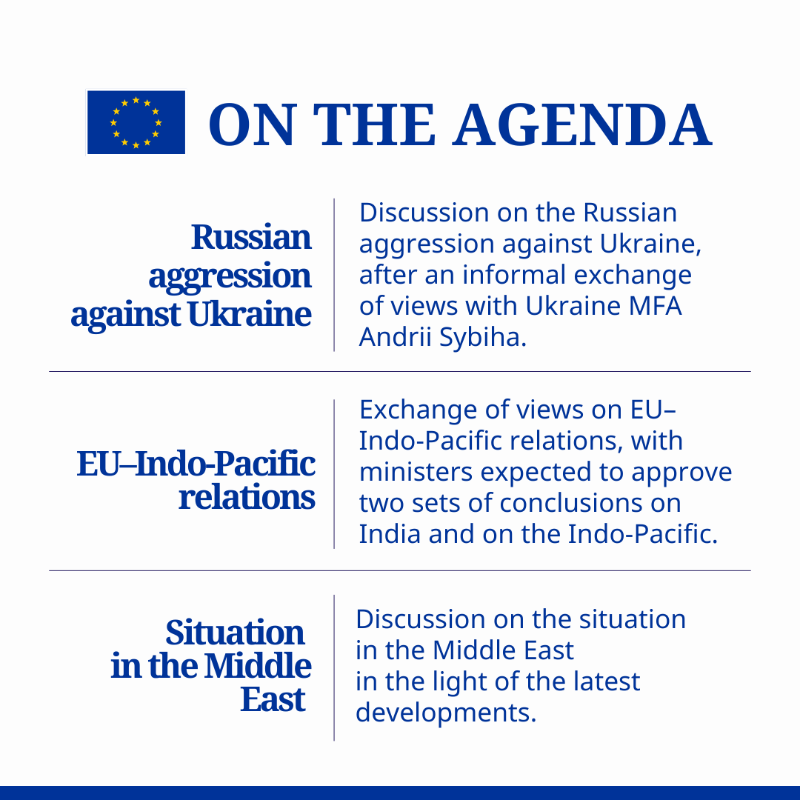 eu_eeas's tweet photo. On Monday, 20 October, EU foreign ministers are gathering in Luxembourg for the Foreign Affairs Council (#FAC).

Ministers will discuss Ukraine, the Indo-Pacific region and the situation in the Middle East.

HR/VP @kajakallas is chairing the meeting.

Read the full agenda ⬇️