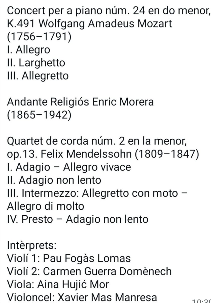 El nostre Quartet Telemann en el seu primer concert d'aquesta temporada amb el pianista Paolo Cuccaro!
📅 dissabte 25 d'octubre
🏦 <a href="/ElCircolReus/">El Círcol de Reus</a> 
⌚ 20:30h
💵 18€ ( a la venda a la mateixa entrada al concert en efectiu/cash i anticipada a Discos Qui'k de Reus)
<a href="/ReusCultura/">Reus Cultura</a>