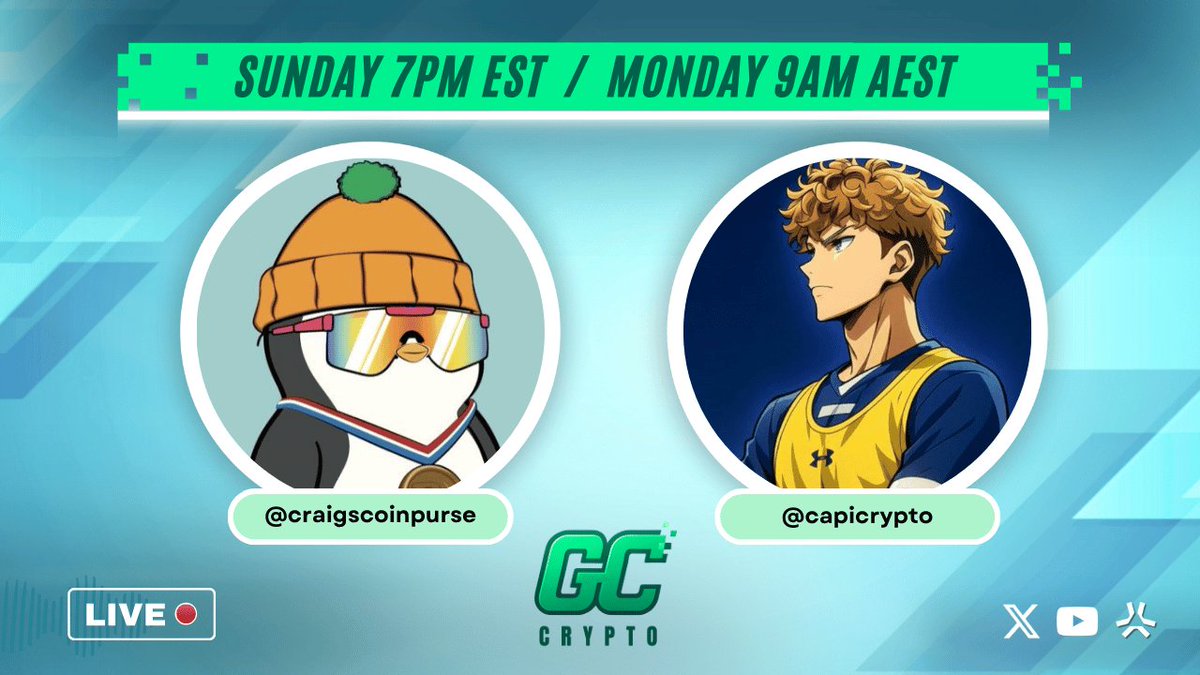 gccryptotv's tweet image. Front Run the week with us Sunday 7pm EST  
Join Trader @capicrypto and Craig as they break down the market and look at the week ahead!  
→ KICK: kick.com/gccrypto
→ X: x.com/gccryptotv
→ YouTube: youtube.com/@craigscoinpur… 
Chat then legends!