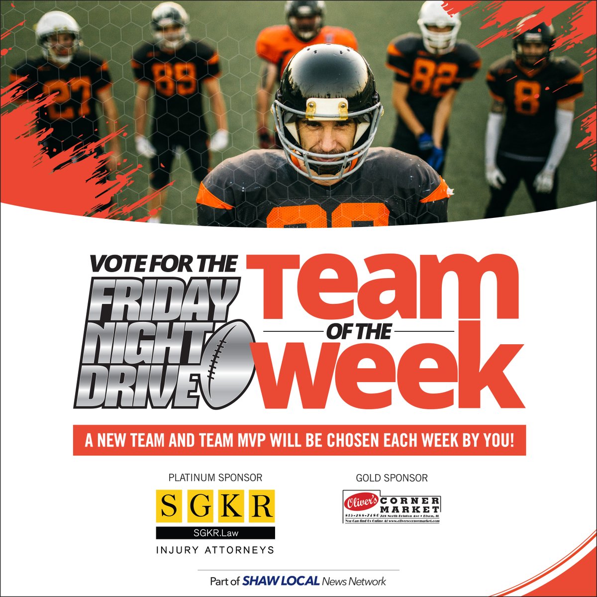 Team of the Week nominees, OL:

<a href="/Angelo_DeSensi/">Angelo De Sensi</a>

Brogan Kjellesvik, <a href="/morris_football/">Morris HS Football</a>

<a href="/bradywilliamso/">Brady Williamson</a>

Mason McPeek, <a href="/GKCogsFootball/">Genoa-Kingston Football</a>

Royce Aukland, <a href="/Irish_Athletics/">Seneca Irish Athletics</a>

Jack Hissong, <a href="/CGTrojanFB/">Trojan Football</a>