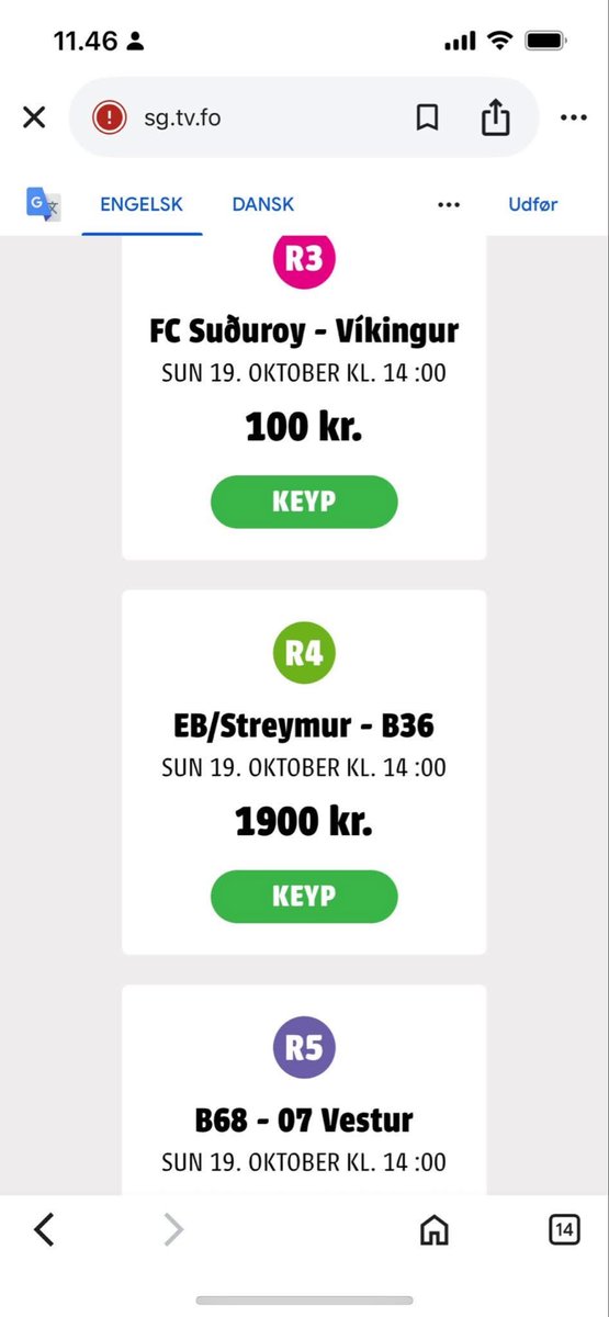 Har du tenkt å kjøpe en Betri Deild kamp i dag? 
Styr unna EB/Streymur - B36. For den har blodpris. 
Lurer litt på hva de krydrer sendingen med, men jeg ser heller en annen kamp 😂😂