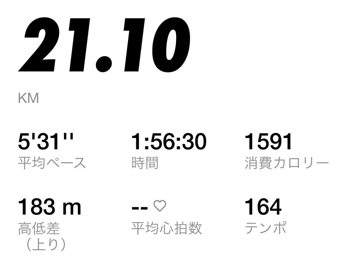 __WAPI's tweet image. ハーフマラソンの大会まで１ヶ月切ったからハーフ走ってみた🏃