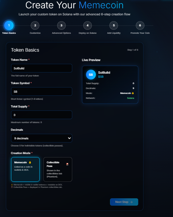 🚀 Day 1 Goal: Let’s make history together!
We want to hit 10 memecoins created on SolBuild before midnight 🔥
💰 Only 0.05 SOL to launch
🎁 First 100 creators get a Founder Pass (50% off fees + DAO perks + airdrops)
🎨 Bonus: RT this post + join our Discord to claim a free