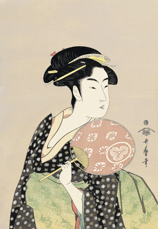 今晩の #大河べらぼう は、蔦重と馬琴が巷の美人詣。二人が会いに行ったのは、浅草の水茶屋・難波屋の #おきた、両国の煎餅屋・高島屋の #おひさ です。やがて #歌麿 の美人画に何度も登場する評判の二人。「桐紋」＝難波屋、「三つ柏紋」＝高島屋、で当時の人々はすぐにわかるようになっていました。