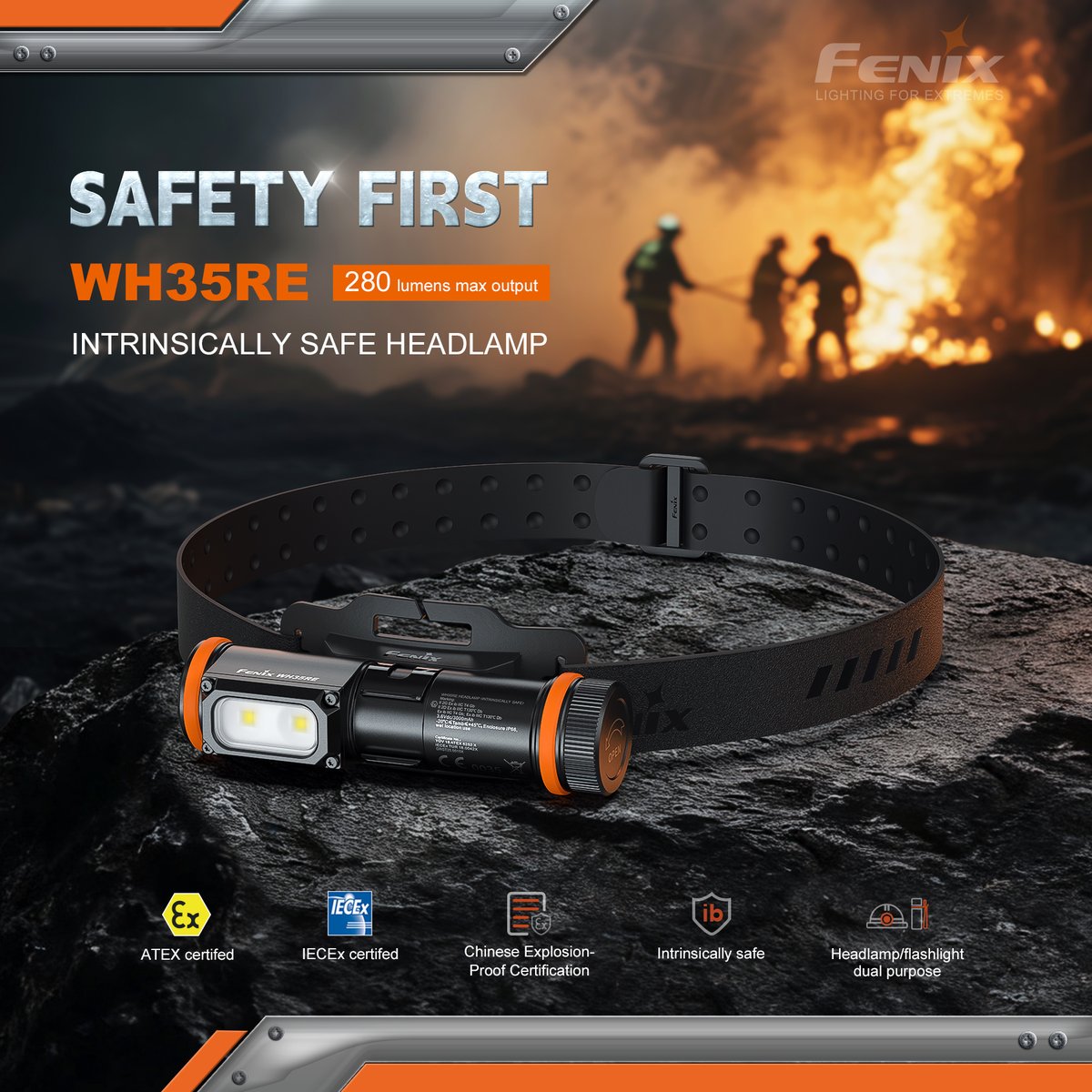 FenixLinternas's tweet image. Presentamos la linterna frontal Fenix WH35RE: 280 lúmenes, recargable USB‑C, certificada #ATEX #IECEx perfecta para entornos industriales exigentes. Descúbrela en nuestra web bit.ly/47a461a