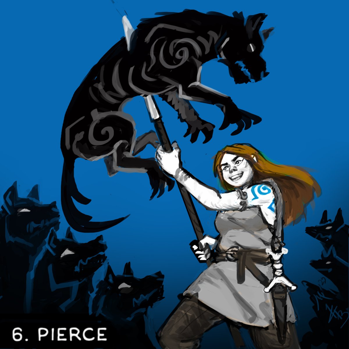 Inktober2025
Day 6: Pierce.

Gotcha!

The original setting is <a href="/HeroesofTara/">Heroes of Tara</a> TTRPG.

#inktober2025 #inktober52day6 #inktober2025pierce #heroesoftara #irishmythology #cusidhe #ironage