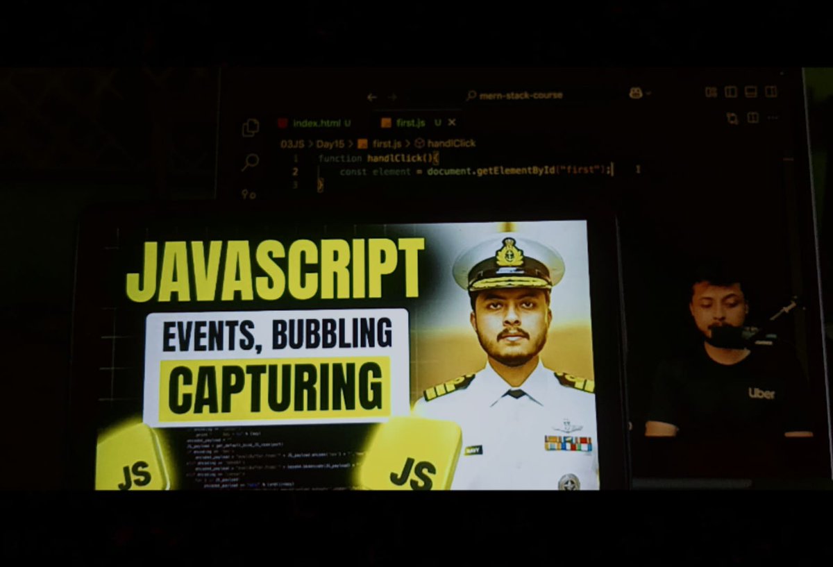 SaumyDixit7's tweet image. Dived into JS Event Handling – addEventListener, bubbling, delegation & more. 🙌
Thanks @rohit_negi9 Bhaiya! 🙏
#JavaScript #WebDev #DOM