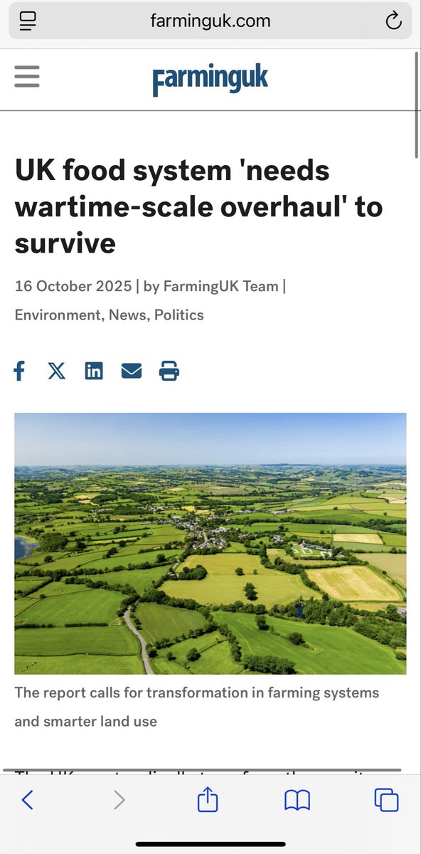 FARMING UK:

The UK must radically transform the way it produces and consumes food if it is to avoid a cycle of escalating crises, a major report has warned. 

The Roadmap for Resilience: A UK Food Plan for 2050 argues that urgent reform is essential to reboot the economy, reduce