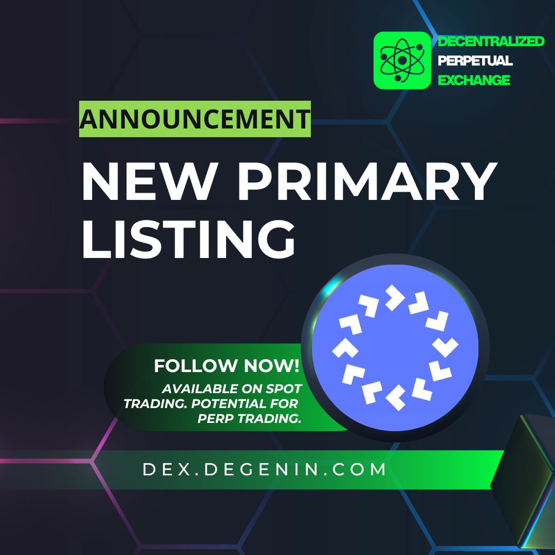 ⭐️Decentralized Perpetual Exchange is announcing exclusive primary listing for <a href="/openservai/">OpenServ</a> $SERV

✅Currently available on spot trading, with the potential to be listed on perpetual trading.

🔗Trade now: dex.degenin.com/spot/ethereum/…
 $ETH $pDGN