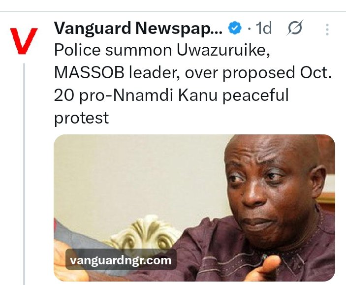 Sowore called for protest , Uwazurike got summoned.  The chicken is being punnished  for the offense committed by the goat.

Being Igbo in Nigeria is seen as a great offence.

No wonder MNK said, "In the empire of lies, truth is seen as treason".