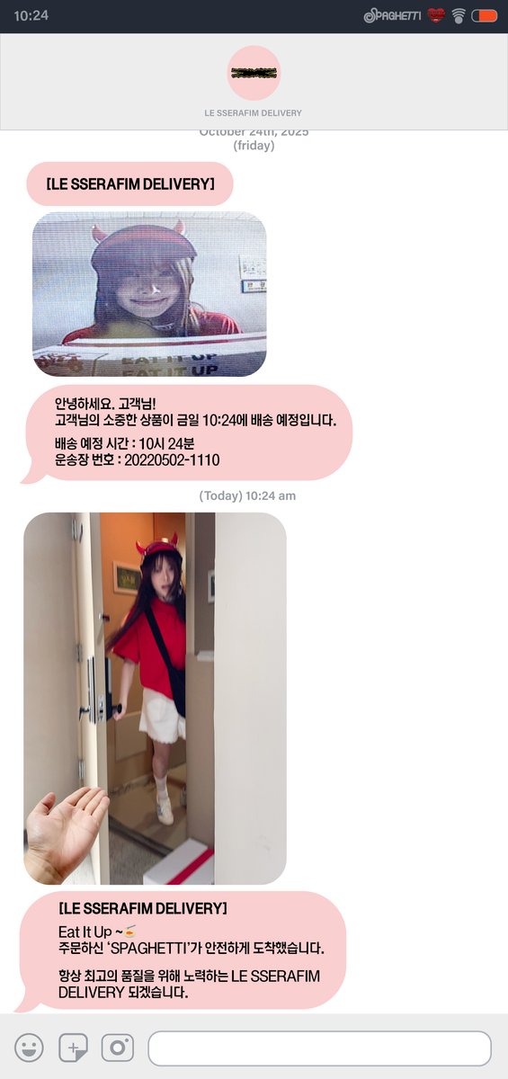 le_sserafim's tweet photo. 🔔 LE SSERAFIM DELIVERY – 고객님의 SPAGHETTI가 곧 도착합니다 🍝

#LE_SSERAFIM #르세라핌
#EAT_IT_UP_SPAGHETTI https://t.co/D9fWtYik3J