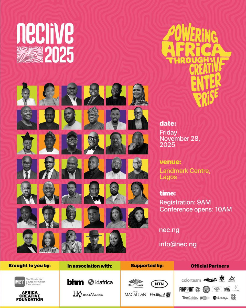 Africa’s creative industry keeps breaking boundaries.

#NECLive2025 returns to Lagos on Nov 28 to explore how creative enterprise can power Africa’s economy.