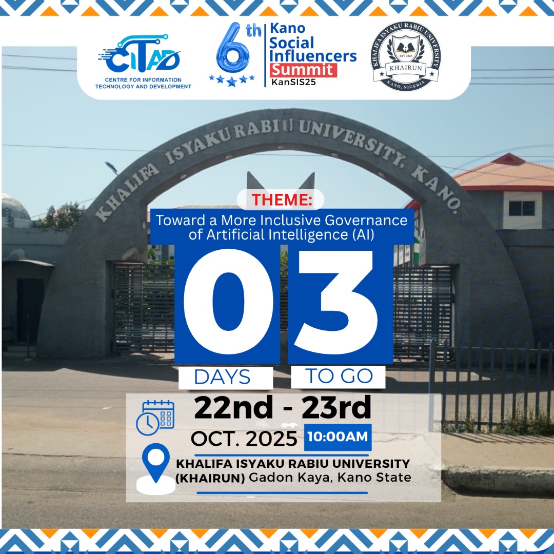 CITAD (@ictadvocates) on Twitter photo This year's KANSIS, the sixth of it's kind, will be hosted by our generous partner, <a href="/KhairUniversiti/">Khalifa Isyaku Rabiu University</a>, a distinguished academic institution renowned for its unique focus and multidimensional opportunities. Join us at KANSIS25 to learn from our distinguished speakers <a href="/YZYau/">Yunusa Ya'u</a> This year's KANSIS, the sixth of it's kind, will be hosted by our generous partner, <a href="/KhairUniversiti/">Khalifa Isyaku Rabiu University</a>, a distinguished academic institution renowned for its unique focus and multidimensional opportunities. Join us at KANSIS25 to learn from our distinguished speakers <a href="/YZYau/">Yunusa Ya'u</a>