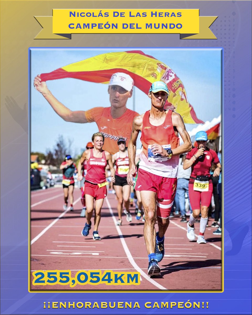 🔵🏆🗺️🟡NICO CAMPEÓN DEL MUNDO🟡🗺️🏆🔵

Nicolás de las Heras, participó este fin de semana en el Campeonato del Mundo de 24 horas en Albi y ha marcado un registro final de 255,054km, de esta manera se convierte en el campeón del mundo M60 y finaliza en el puesto 22 de la general.