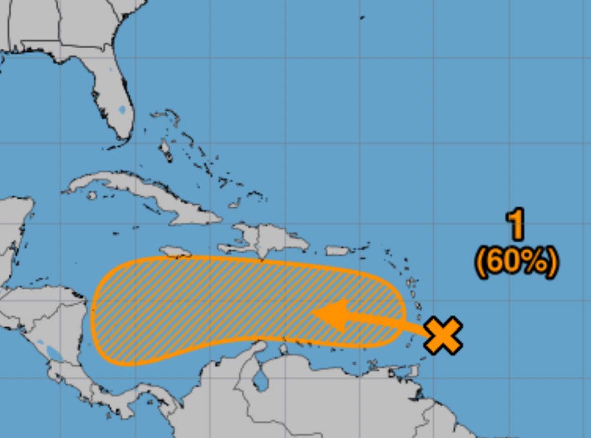 _iclima's tweet photo. Boletín No. 3  🚨

La Onda Tropical, identificada como el área de investigación 98L, ha incrementado sus probabilidades de desarrollo ciclónico hasta un 60% a medida que avanza rápidamente hacia el Mar Caribe.

Se prevé que el sistema atraviese las Antillas Menores durante el día de hoy, y que disminuya su velocidad de desplazamiento conforme se aproxime al sector occidental del Mar Caribe, donde las condiciones podrían volverse más favorables para su fortalecimiento.