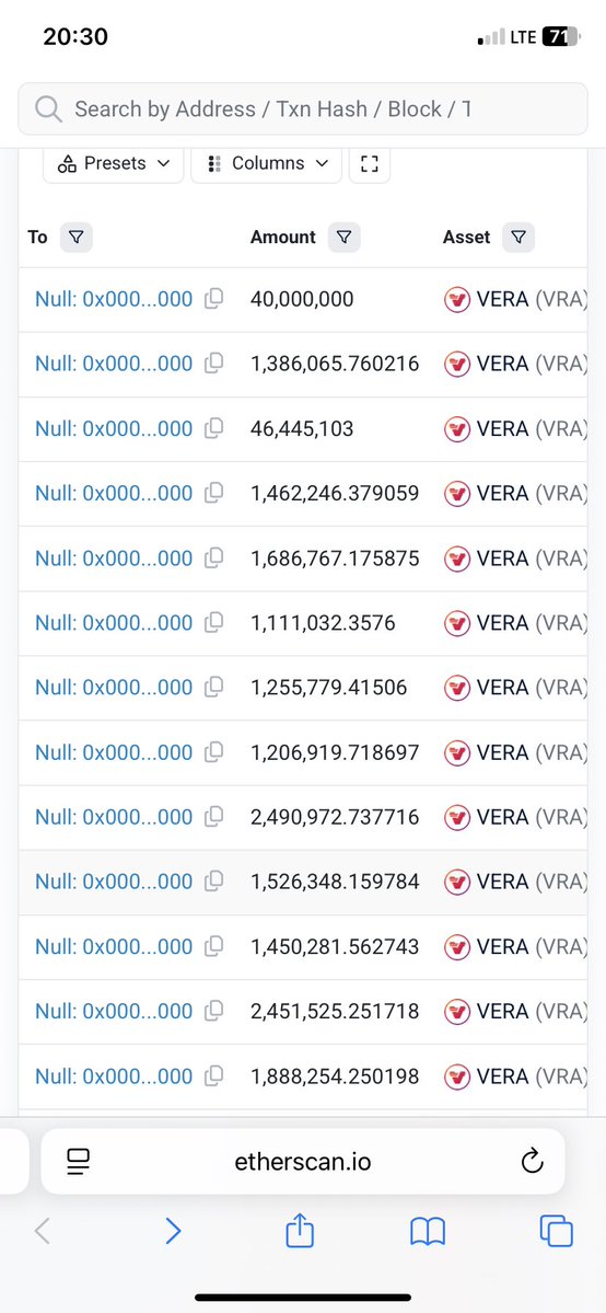 Dragon4009's tweet image. This address is about a week ago
0xde1bb600f24e9c6E49d51765fB836b070762e45D
On #etherscan send about
400 million of #pov to the burn address
This is crazy
Big activity in some #pov address and all of them ended with burning 🧐
The link
etherscan.io/advanced-filte…